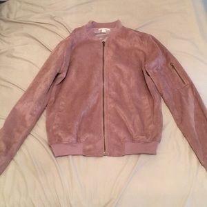 Suede Dusty Pink Bomber